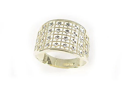 10K Yellow & White Gold Diamond Cut Multi Square Ring