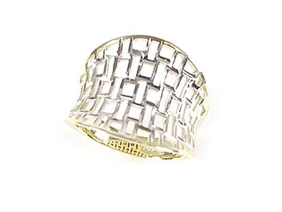 10K Yellow & White Gold Mesh Net Ring