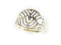 10K Yellow & White Gold Shimmer Cut Multi Line Ring