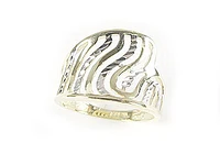 10K Yellow & White Gold Shimmer Cut Swirls Ring