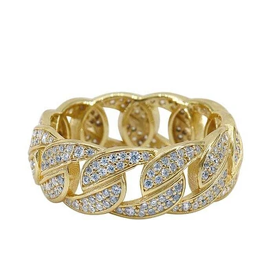 Sterling Silver With Gold, Cubic Zirconia Ring, 9.5mm Width