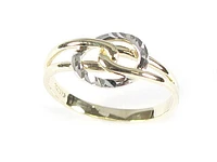 10K Yellow & White Gold Diamond Cut Looped Ring