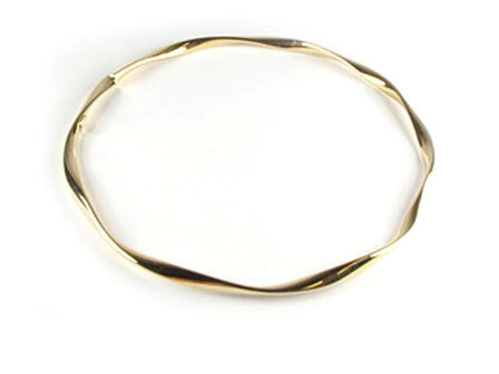 10K Gold Twisted Groove Bangle Bracelet