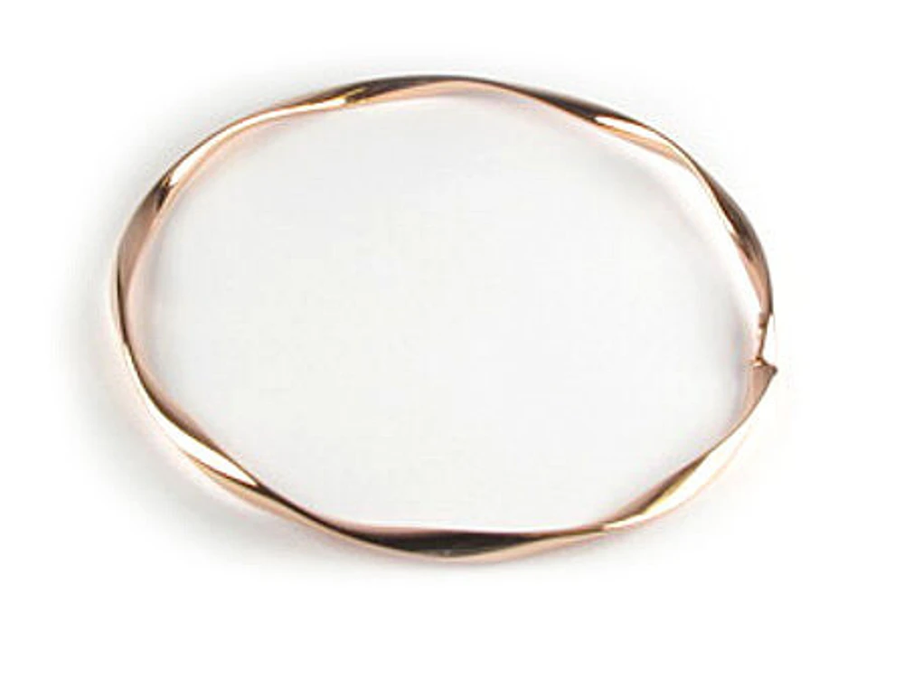 10K Rose Gold Twisted Groove Bangle Bracelet