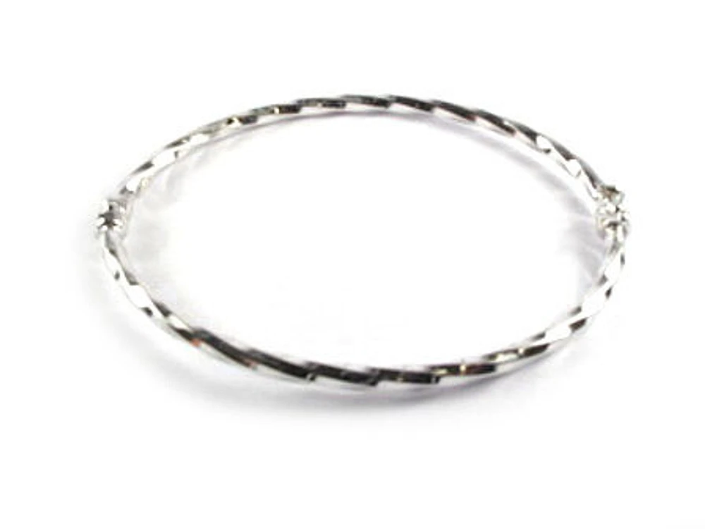10K White Gold Twisted Grooved Bangle Bracelet