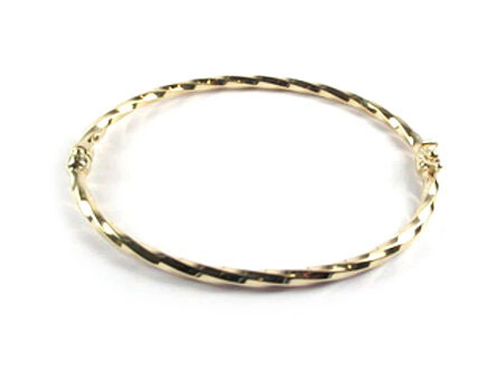 10K Gold Twisted Grooved Bangle Bracelet