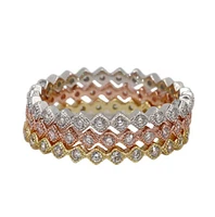 Sterling Silver, 3 Tone Stackable Ring Set With Cubic Zircnia