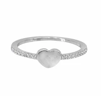 Sterling Silver With Rhodium, 6X6mm Heart Ring Cubic Zirconia, 1.5mm Band