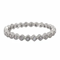 Sterling Silver With Rhodium, Stackable Ring Cubic Zirconia