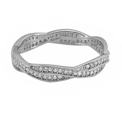Sterling Silver With Rhodium, Cubic Zirconia Ring