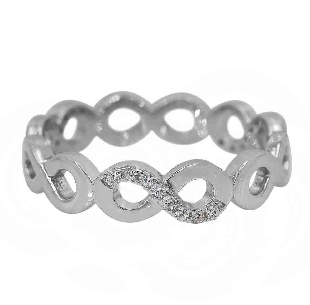 Sterling Silver With Rhodium, Infinity Ring Cubic Zirconia