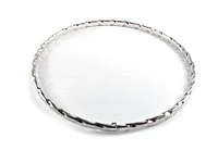10K White Gold Simple Grooved Bangle Bracelet