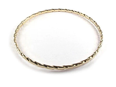 10K Gold Simple Grooved Bangle Bracelet