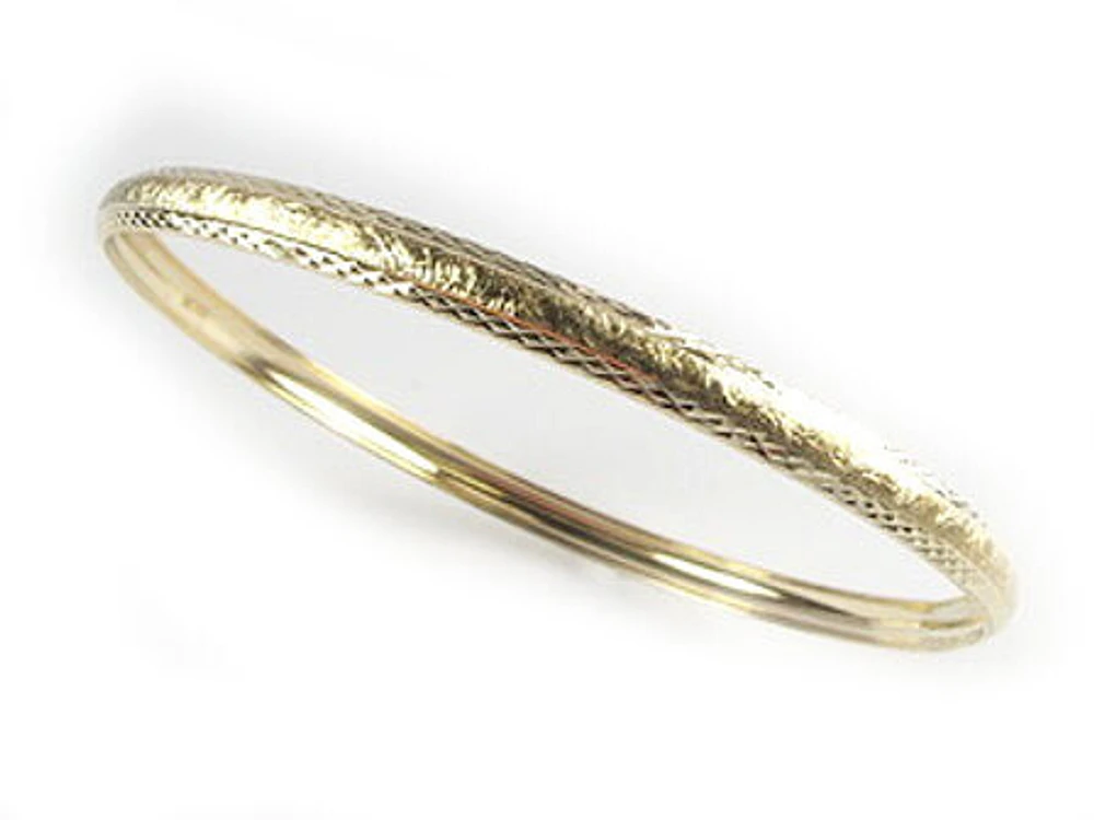 10K Gold Grooved Bangle Bracelet