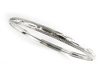 10K White Gold Grooved Bangle Bracelet