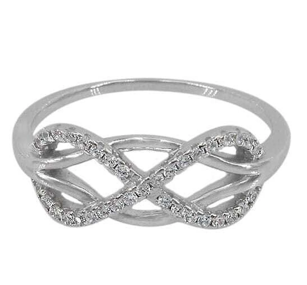Sterling Silver With Rhodium, 17X13mm Infinity Ring With Cubic Zirconia