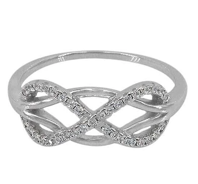 Sterling Silver With Rhodium, 17X13mm Infinity Ring With Cubic Zirconia