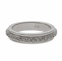 Sterling Silver With Rhodium, Cubic Zirconia Spin Ring, 4.5mm Width