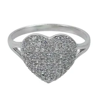 Sterling Silver, 12mm Heart Ring With Cubic Zirconia