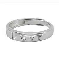 Sterling Silver With Rhodium Adjustable Love Ring, 3.5mm Width