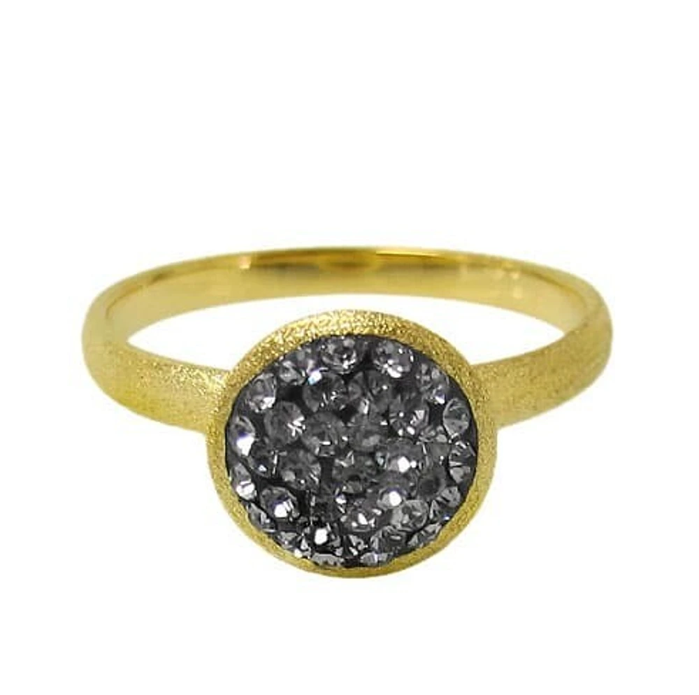 Sterling Silver With Gold, 10mm Round Shape Ring Crystal