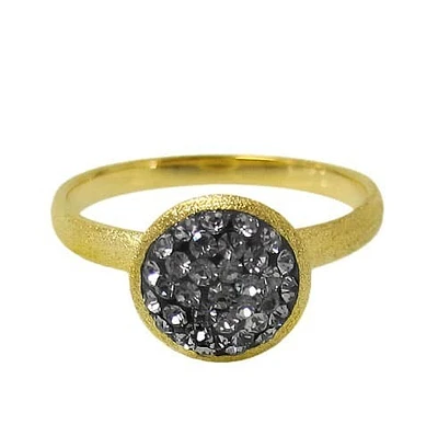 Sterling Silver With Gold, 10mm Round Shape Ring With Crystal