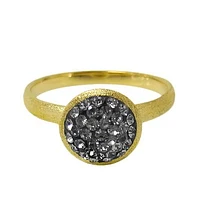 Sterling Silver With Gold, 10mm Round Shape Ring Crystal