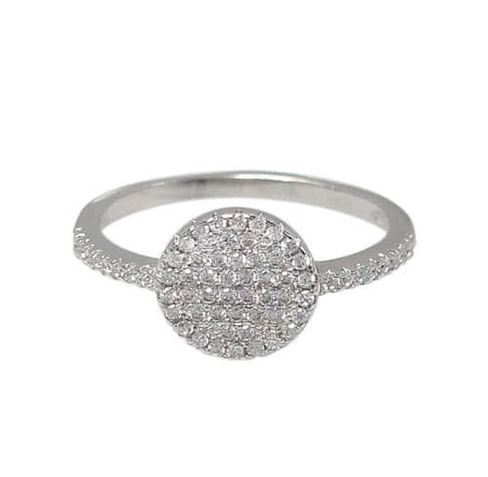 Sterling Silver With Rhodium, 9mm Round Stackable Ring With Cubic Zirconia