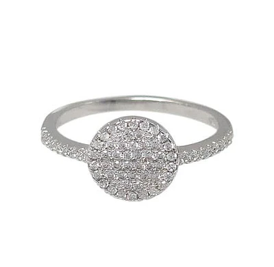 Sterling Silver With Rhodium, 9mm Round Stackable Ring With Cubic Zirconia