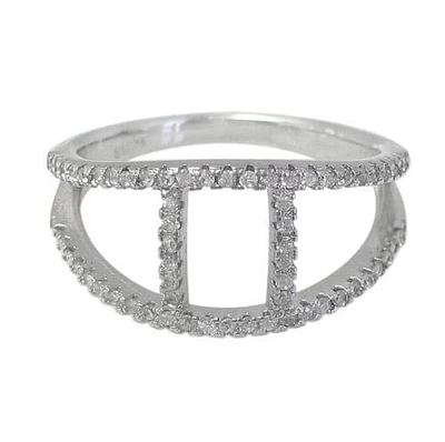 Sterling Silver With Rhodium Cubic Zirconia Ring