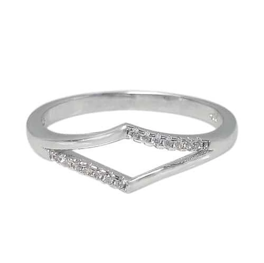 Sterling Silver With Rhodium Cubic Zirconia Ring