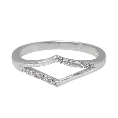 Sterling Silver With Rhodium Cubic Zirconia Ring