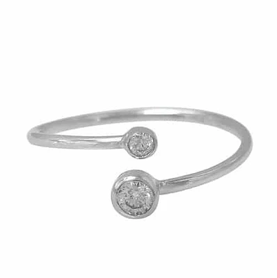 Sterling Silver With Rhodium, Loop Ring 4mm And 2mm Cubic Zirconia