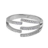 Sterling Silver With Rhodium, Adjustable Ring Cubic Zirconia