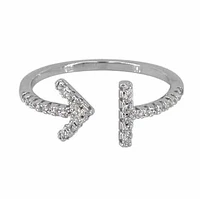 Sterling Silver With Rhodium, Arrow Ring Cubic Zirconia