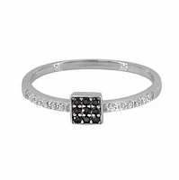 Sterling Silver With Rhodium, 5mm Square Shape Stackable Ring With Cubic Zirconia.