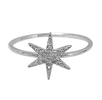 Sterling Silver With Rhodium, 11mm Star Ring With Cubic Zirconia