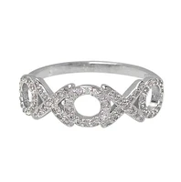 Sterling Silver With Rhodium, Oxoxo Ring Cubic Zirconia, 6mm Width