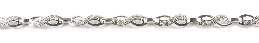 10K Fancy Link White Gold Bracelet C/Z