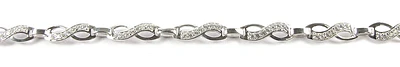 10K Fancy Link White Gold Bracelet C/Z