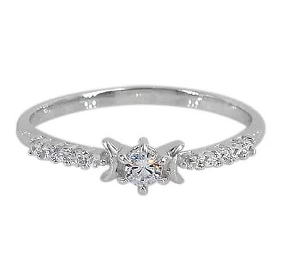 Sterling Silver With Rhodium, Stackable Ring With 3mm Cubic Zirconia