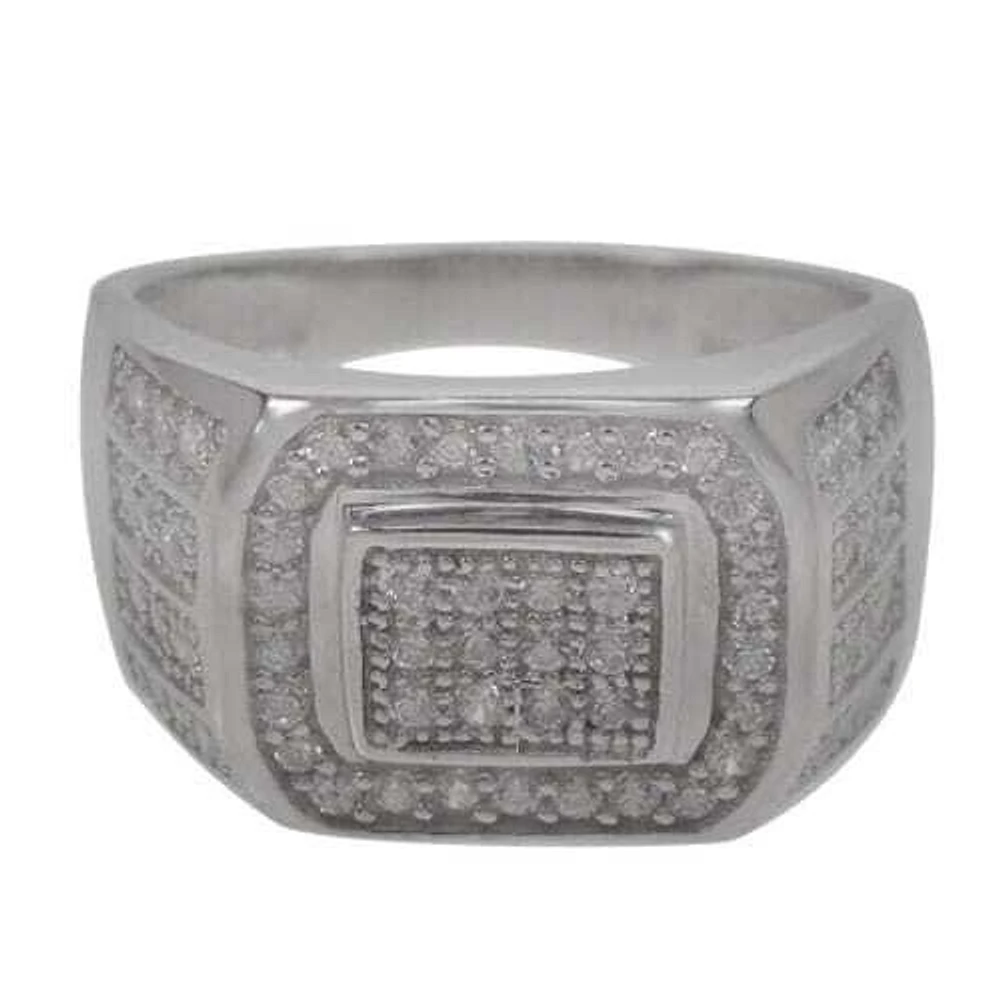 Sterling Silver With Rhodium, Cubic Zirconia Men’s Ring