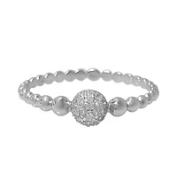 Sterling Silver With Rhodium, 5mm Dome Shape Ring With Cubic Zirconia