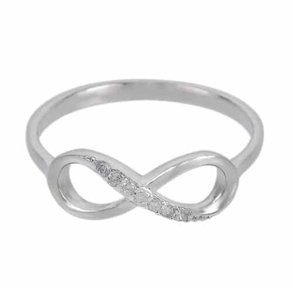 Sterling Silver With Rhodium, Infinity Ring Cubic Zirconia, 6mm Width