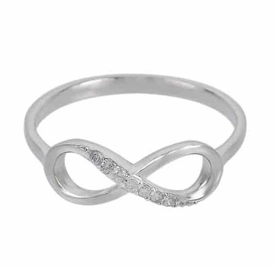 Sterling Silver With Rhodium, Infinity Ring Cubic Zirconia, 6mm Width