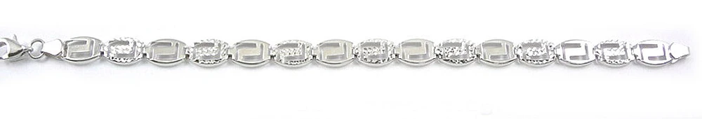 10K Fancy Link Diamond Cut White Gold Bracelet