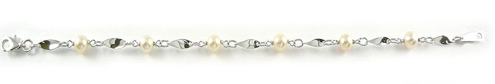 10K Link Yellow Bead White Gold Bracelet