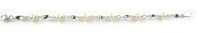 10K Link Yellow Bead White Gold Bracelet