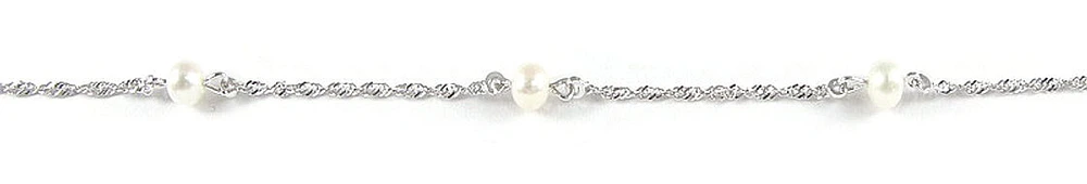 10K Link White Stone White Gold Bracelet