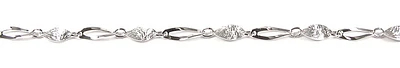 10K Fancy Multi Link Diamond Cut White Gold Bracelet
